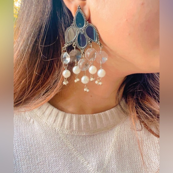 Beautiful mirror work earrings - Picture 10 of 10